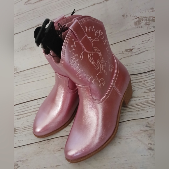 Madden NYC Girls Pink Western Cowboy Ankle Boots Size 3 - Picture 1 of 6
